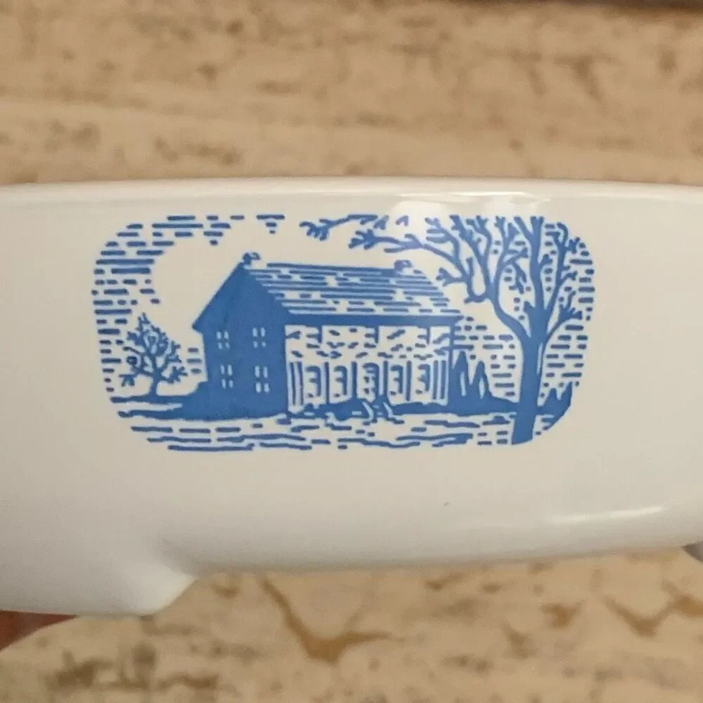 Vintage CorningWare Colonial house browning skillet with lid